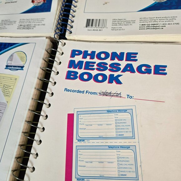 LOT (7) 2-Part Carbonless Phone Call Message Spiral Books 2700 Total Forms - Picture 2 of 4